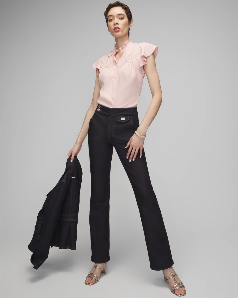 Short Sleeve Flutter Sleeve Shell Top | White House Black Market